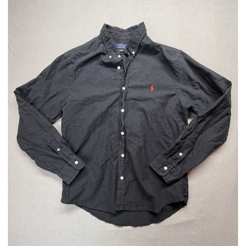 Polo Ralph Lauren Vintage Mens Black Long Sleeve Shirt - Slim Fit
